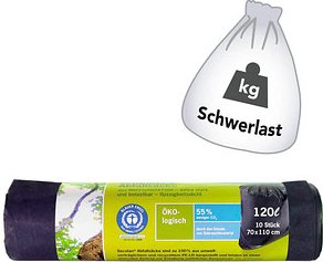 Secolan® Schwerlastsäcke 120,0 l grau 45,0 µm, 10 St.