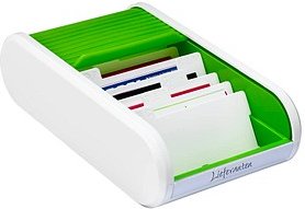 helit Visitenkartenbox weiß/apfelgrün, für bis zu 300 Visitenkarten