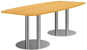 HAMMERBACHER Konferenztisch KT22S buche Tonnenform, Rundrohr chrom, 220,0 x 83,0 - 103,0 x 74,5 cm