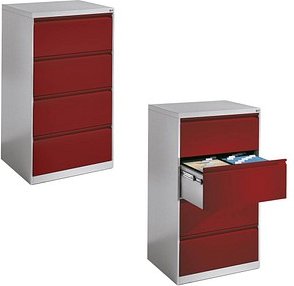 CP C 2000 Acurado Hängeregistraturschrank lichtgrau, rubinrot 4 Schubladen 78,7 x 59,0 x 135,7 cm, 1 St.