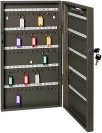 ALCO Schlüsselkasten grau mit 140 Haken, Zylinderschloss, 27,0 x 5,2 x 51,5 cm, 1 St.