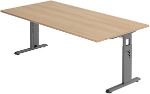 HAMMERBACHER OS 2E höhenverstellbarer Schreibtisch eiche rechteckig, C-Fuß-Gestell grau 200,0 x 100,0 cm