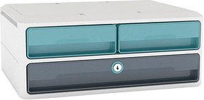 cep Schubladenbox MoovUp mit Schloss mint, grau 1091212961, DIN A4 quer mit 3 Schubladen
