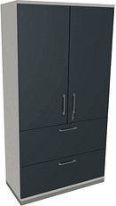 fm Aktenschrank Oldenburg, 4260649684764 weiß, lavagrau 2 Fachböden 100,0 x 44,2 x 186,9 cm