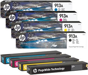HP 913A(L0R95AE/F6T77AE/F6T78AE/F6T79AE) schwarz, cyan, magenta, gelb Druckerpatronen, 4er-Set
