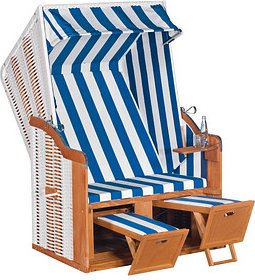 Sunny Smart® Strandkorb Rustikal 50 Basic blau, weiß, gestreift, weiß Kunststoff, Holz, 1-teilig