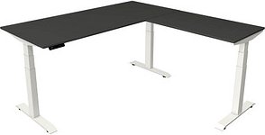 Thumbnail - Kerkmann Move 4 elektrisch höhenverstellbarer Schreibtisch anthrazit rechteckig, T-Fuß-Gestell weiß 180,0 x 180,0 cm