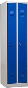 Gürkan Spind lichtgrau, enzianblau 104652, 2 Schließfächer 50,0 x 50,0 x 180,0 cm