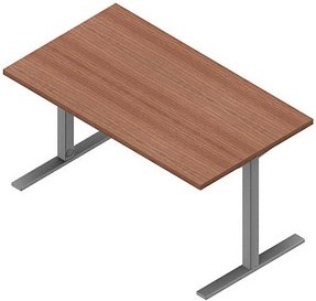 Quadrifoglio Schreibtisch nussbaum canaletto rechteckig, C-Fuß-Gestell silber 140,0 x 80,0 cm