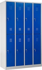 Gürkan Spind lichtgrau, enzianblau 106312, 8 Schließfächer 117,0 x 50,0 x 195,0 cm
