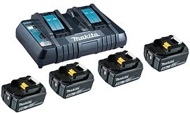 makita Werkzeugakkus mit Schnellladegerät Power Source Kit Lithium-Ionen 4x 5,0 Ah