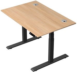 Thumbnail - Kerkmann Move 2 Plus elektrisch höhenverstellbarer Schreibtisch eiche hell rechteckig, T-Fuß-Gestell anthrazit 120,0 x 8...