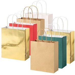 7 folia Papiertüten CLASSIC M rot, natur, grün, je 2x creme, metallic gold 18,0 x 21,0 cm