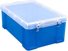 Thumbnail - Really Useful Box Aufbewahrungsbox 9,0 l transparent, blau 39,5 x 25,5 x 15,5 cm