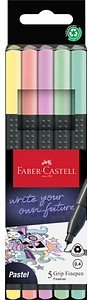 FABER-CASTELL Grip Pastell Fineliner farbsortiert 0,4 mm, 5 St.