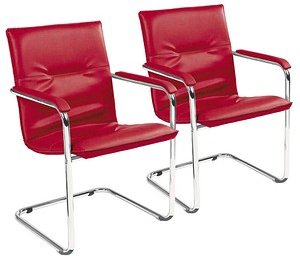 Nowy Styl Besucherstühle Rumba RUMBA CHROM V79N rot Kunstleder, 2 St.