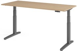 HAMMERBACHER XBHM19 elektrisch höhenverstellbarer Schreibtisch eiche rechteckig, C-Fuß-Gestell grau 180,0 x 80,0 cm