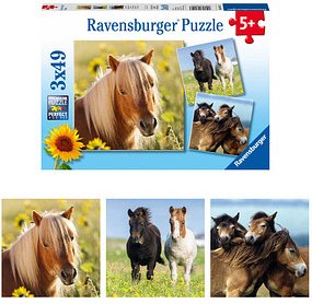 Thumbnail - Ravensburger Liebe Pferde Puzzle, 3 x 49 Teile