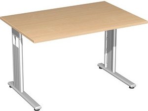 Thumbnail - geramöbel Flex Schreibtisch buche rechteckig, C-Fuß-Gestell silber 120,0 x 80,0 cm