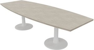 Quadrifoglio Konferenztisch Idea+ beton Tonnenform, Säulenfuß weiß, 280,0 x 80,0 - 110,0 x 74,0 cm