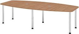 HAMMERBACHER Konferenztisch KT28C nussbaum Tonnenform, Rundrohr chrom, 280,0 x 85,0/130,0 x 72,0 - 74,0 cm