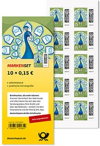 Deutsche Post 0,15 € Briefmarken "Briefpfau" selbstklebend, 10 St.
