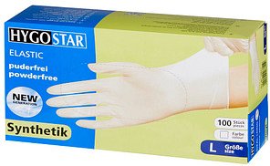 Thumbnail - HYGOSTAR unisex Einmalhandschuhe ELASTIC weiß Größe L, 100 St.