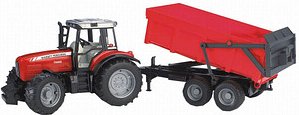 Thumbnail - bruder Massey Ferguson 7480 Traktor mit Wannenkippanhänger 2045 Spielzeugauto