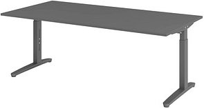 HAMMERBACHER VXB2E höhenverstellbarer Schreibtisch grafit rechteckig, C-Fuß-Gestell grau 200,0 x 100,0 cm