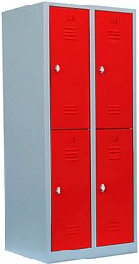 LÜLLMANN Spind feuerrot, lichtgrau 523224, 4 Schließfächer 80,0 x 50,0 x 180,0 cm