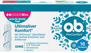 o.b. Tampons ProComfort Mini für leichte Periode, 16 St.