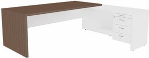 Quadrifoglio T45 Schreibtisch eukalyptus, weiß L-Form, Wangen-Gestell eukalyptus 220,0 x 194,0 cm