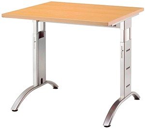 HAMMERBACHER Savona höhenverstellbarer Schreibtisch buche quadratisch, C-Fuß-Gestell silber 80,0 x 80,0 cm