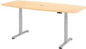 HAMMERBACHER Konferenztisch XDSM22 ahorn Tonnenform, T-Fuß-Gestell silber, 220,0 x 103,0 x 62,0 - 127,0 cm