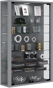 Thumbnail - VCM my home Vitrosa Mini Vitrine silber 8 Fachböden mit Beleuchtung