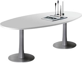 Quadrifoglio Konferenztisch Idea+ lichtgrau oval, Säulenfuß alu, 240,0 x 110,0 x 74,0 cm