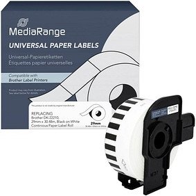 MediaRange Endlospapierrolle für Etikettendrucker ersetzt brother DK-22210 weiß, 29,0 mm, 1 x 1 Etiketten