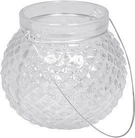 Rayher Windlicht transparent mit Henkel 6,5 cm Karo, 1 St.