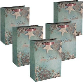 SIGEL Papier-Tragetaschen Glamorous Christmas Motiv 26,0 x 33,0 cm, 5 St.