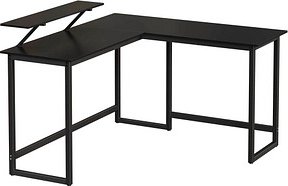 VASAGLE Schreibtisch schwarz L-Form, O-Fuß-Gestell schwarz 130,0 / 140,0 x 50,0 cm