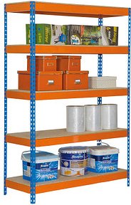 Simonrack Schwerlastregal KIT BRICOFORTE 1204-5 CHIPBOARD 458100040201245 orange, blau 120,0 x 45,0 x 200,0 cm