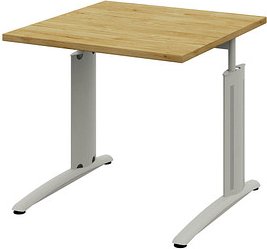 röhr Techno höhenverstellbarer Schreibtisch hickory-eiche quadratisch, C-Fuß-Gestell silber 80,0 x 80,0 cm
