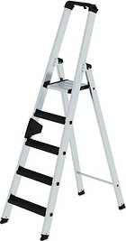 MUNK Stehleiter einseitig 42105 silber 5 Stufen, H: 181,0 cm