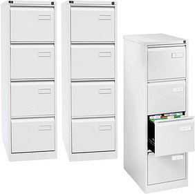 AKTION: BISLEY LIGHT Hängeregistraturschränke verkehrsweiß 4 Schubladen 41,3 x 62,2 x 132,1 cm, 3 St.