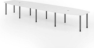 HAMMERBACHER Konferenztisch KT52C weiß Tonnenform, Rundrohr grau, 520,0 x 85,0/130,0 x 72,0 - 74,0 cm