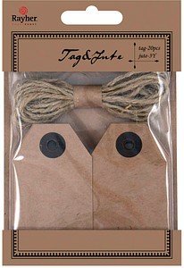 Thumbnail - Rayher Geschenkanhänger braun Tags and Jute, 20 St.