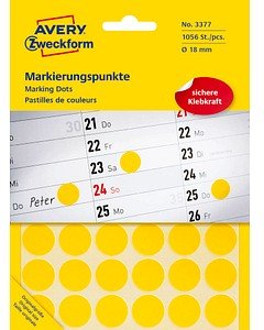 Thumbnail - AVERY Zweckform Klebepunkte 3377 gelb Ø 18,0 mm, 1.056 St.