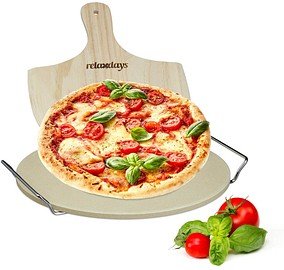 relaxdays Pizzastein-Set beige