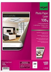 SIGEL Fotopapier LP343 DIN A3 hochglänzend 135 g/qm 200 Blatt