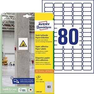 Thumbnail - 1.600 AVERY Zweckform Power-Etiketten L7872-20 weiß 35,6 x 16,9 mm